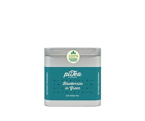 piTea Blueberries in Green – Fruchtiger Grüner Tee mit Heidelbeeren Genieße den einzigartigen Geschmack von piTea Blueberries in Green, einer harmonischen Teemischung aus hochwertigem grünem Gunpowder-Tee, kombiniert mit feinem weißen Tee und saftigen Heidelbeeren. Diese köstliche Kreation vereint die Frische des Grünen Tees mit einem sanft fruchtigen Aroma der Blaubeere, ergänzt durch eine zarte Himbeernote. Ein Tee, der sowohl erfrischend als auch beruhigend wirkt – perfekt für Momente des puren Genusses.